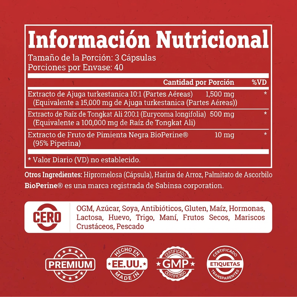Turkesterona 1000mg – Fuerza, Energía y Recuperación Máxima