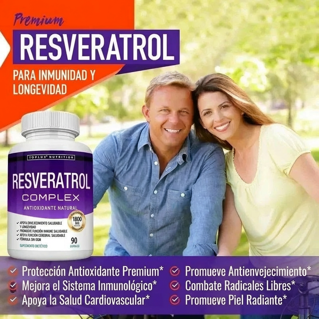 Resveratrol 1800mg - Energía, Juventud y Bienestar | Elige 1, 2 o 3 Unidades y Ahorra Más